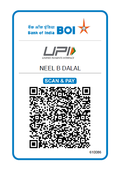Scan and Pay QR code for payments to Neel B. Dalal client bank account